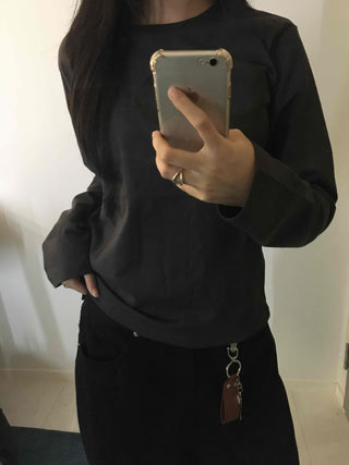 Daily Cotton Round Neck Basic Long Sleeve T-shirt