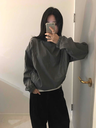 Windbreaker Texture Loose Fit Drop Shoulder Hood