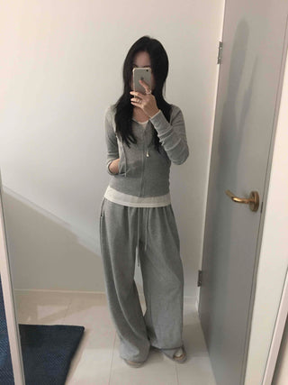 Daily Simple Slim Fit Rib Knit Zip-up