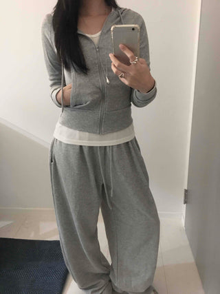 Daily Simple Slim Fit Rib Knit Zip-up