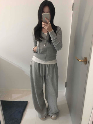 Daily Simple Slim Fit Rib Knit Zip-up