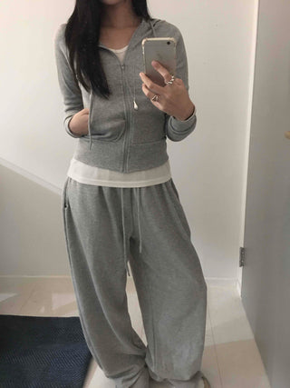 Daily Simple Slim Fit Rib Knit Zip-up