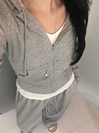 Daily Simple Slim Fit Rib Knit Zip-up