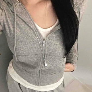 Daily Simple Slim Fit Rib Knit Zip-up