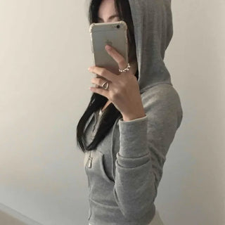 Daily Simple Slim Fit Rib Knit Zip-up