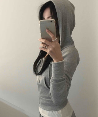 Daily Simple Slim Fit Rib Knit Zip-up