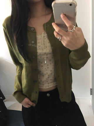 Soft Snap Button Loose Fit Cable Knit Cardigan