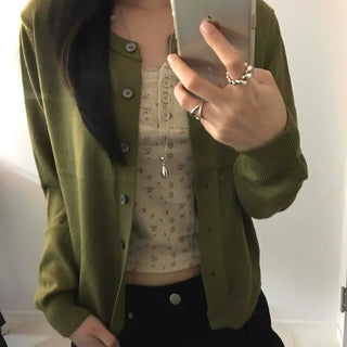 Soft Snap Button Loose Fit Cable Knit Cardigan