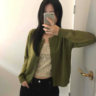 Soft Snap Button Loose Fit Cable Knit Cardigan