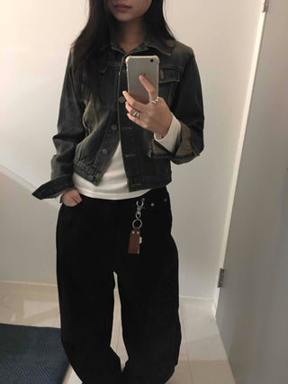 Vintage Wash Crop Denim Jacket