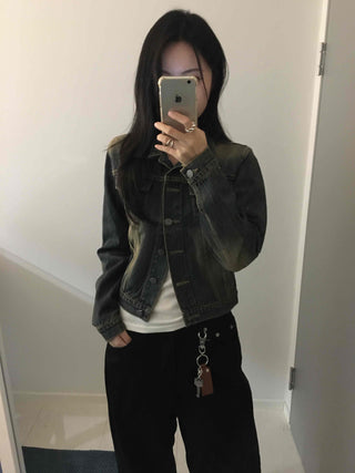 Vintage Wash Crop Denim Jacket