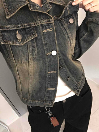 Vintage Wash Crop Denim Jacket