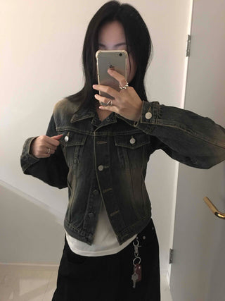Vintage Wash Crop Denim Jacket