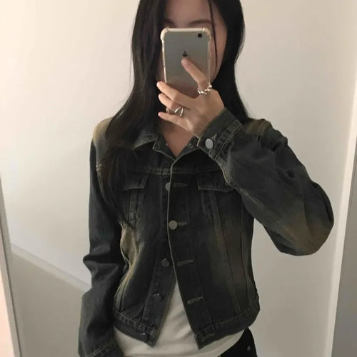 Vintage Wash Crop Denim Jacket