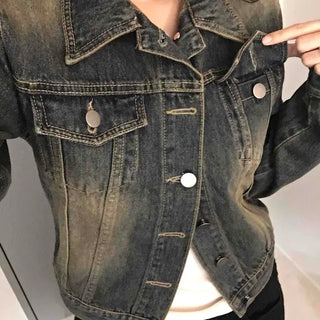 Vintage Wash Crop Denim Jacket