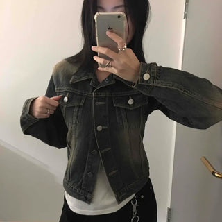Vintage Wash Crop Denim Jacket