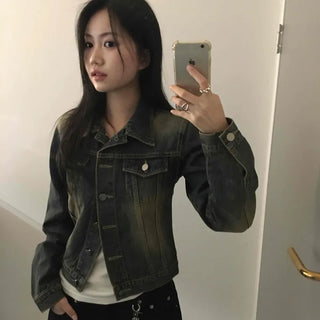 Vintage Wash Crop Denim Jacket