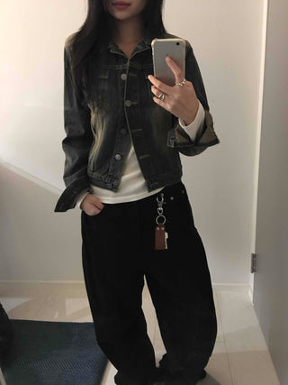 Vintage Wash Crop Denim Jacket
