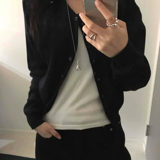 Soft Touch Snap Button Crop Short Cardigan