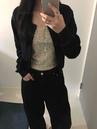 Soft Touch Snap Button Crop Short Cardigan
