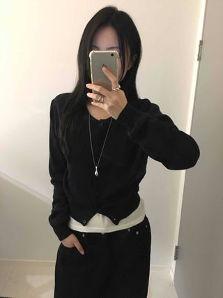 Soft Touch Snap Button Crop Short Cardigan