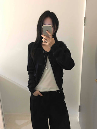 Soft Touch Snap Button Crop Short Cardigan