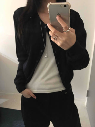 Soft Touch Snap Button Crop Short Cardigan