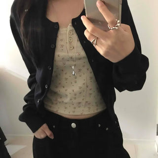 Soft Touch Snap Button Crop Short Cardigan