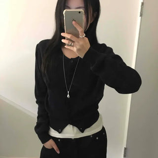 Soft Touch Snap Button Crop Short Cardigan