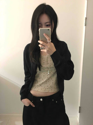Soft Touch Snap Button Crop Short Cardigan