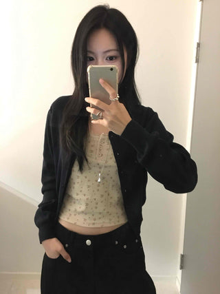 Soft Touch Snap Button Crop Short Cardigan