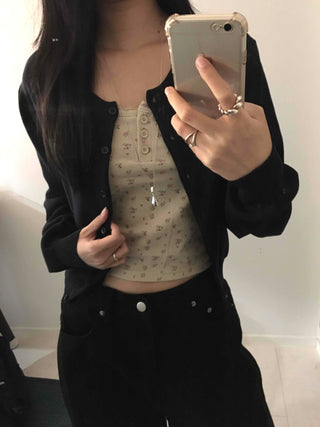 Soft Touch Snap Button Crop Short Cardigan