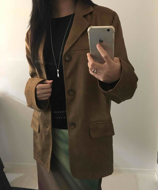 Vintage Loose Fit Notch Collar Single Jacket