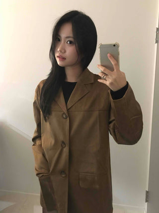 Vintage Loose Fit Notch Collar Single Jacket