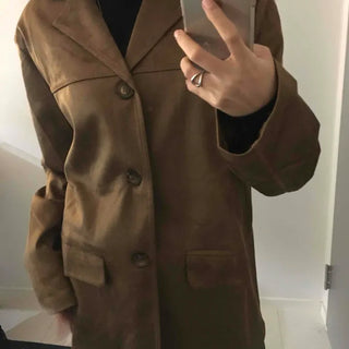 Vintage Loose Fit Notch Collar Single Jacket