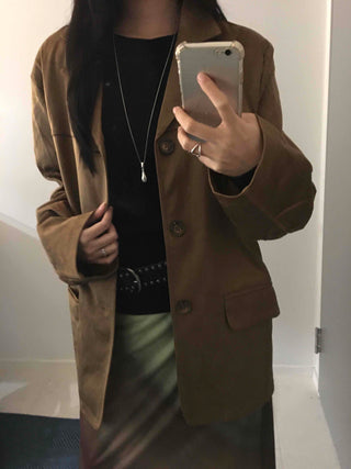Vintage Loose Fit Notch Collar Single Jacket