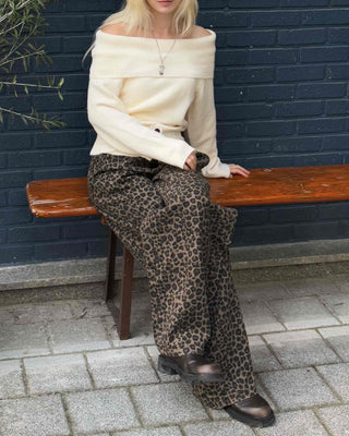 Grayish Animal Balloon Loose Fit Cotton Pants
