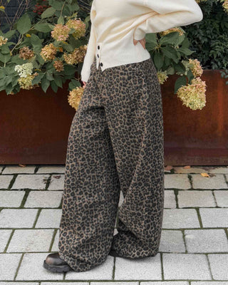 Grayish Animal Balloon Loose Fit Cotton Pants