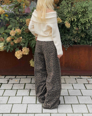 Grayish Animal Balloon Loose Fit Cotton Pants