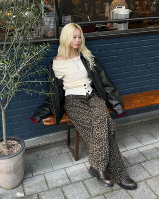 Grayish Animal Balloon Loose Fit Cotton Pants