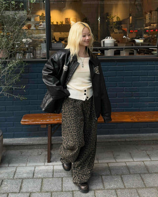 Grayish Animal Balloon Loose Fit Cotton Pants