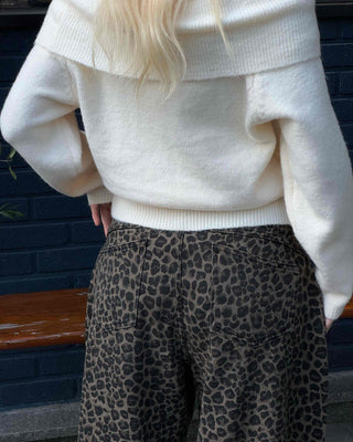 Grayish Animal Balloon Loose Fit Cotton Pants