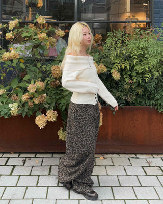 Grayish Animal Balloon Loose Fit Cotton Pants