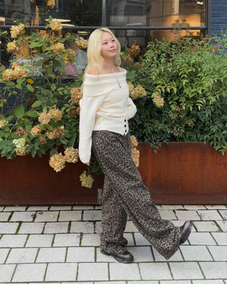 Grayish Animal Balloon Loose Fit Cotton Pants