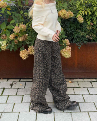 Grayish Animal Balloon Loose Fit Cotton Pants
