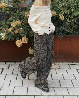 Grayish Animal Balloon Loose Fit Cotton Pants