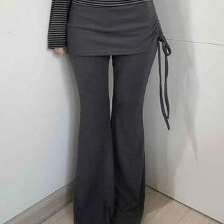 Side Wrap String Bootcut Skirt Layered Pants