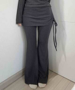Side Wrap String Bootcut Skirt Layered Pants