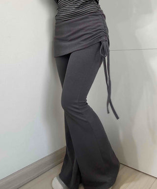 Side Wrap String Bootcut Skirt Layered Pants
