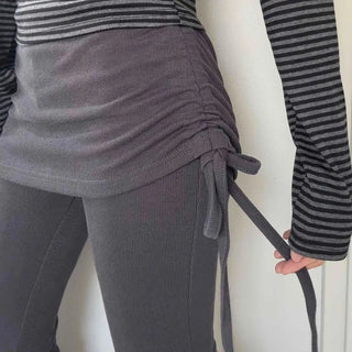 Side Wrap String Bootcut Skirt Layered Pants